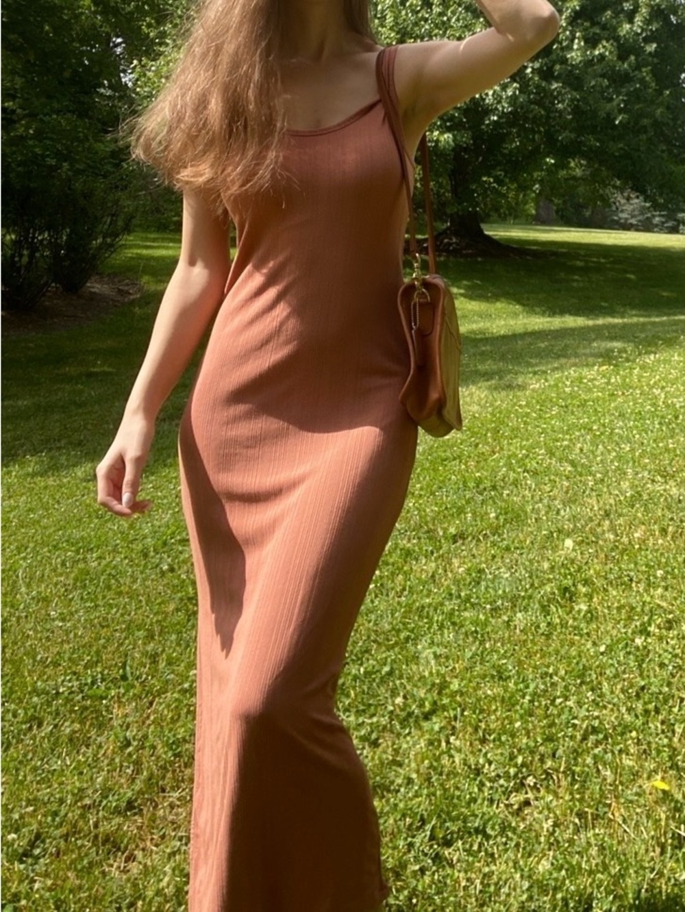 Old Navy Ribbed Tank Maxi Dress in Terracotta